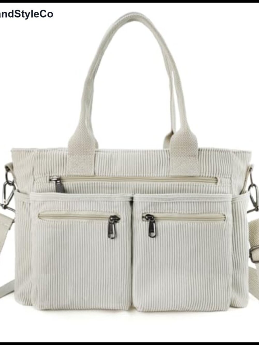 Corduroy Tote Bag Multiple Pockets Hobo Crossbody Shoulder Purse